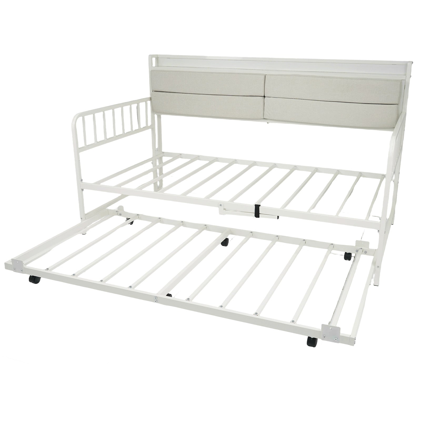 Twin Daybed With Trundle, Metal Frame, Headboard, White Trundle Bed Frame at Gallery Canada