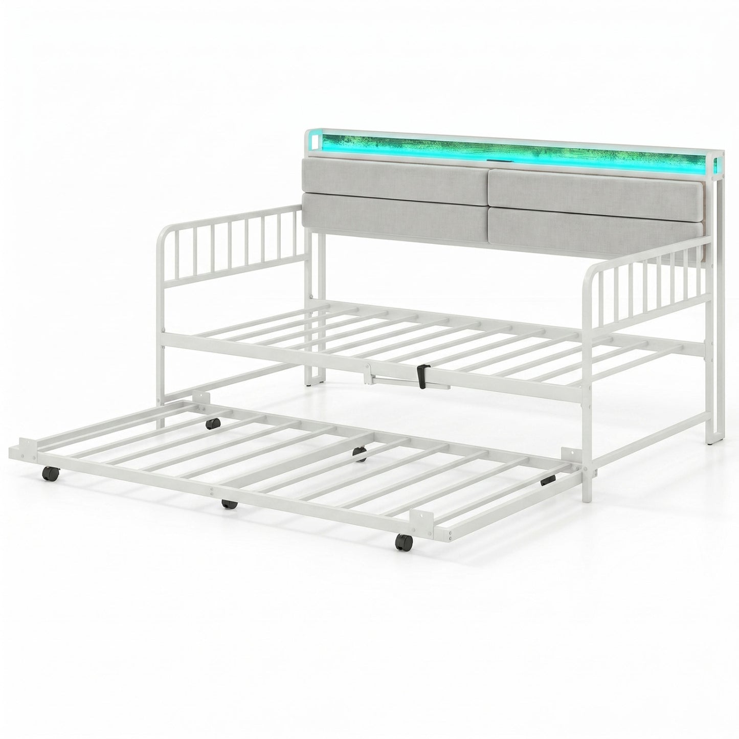 Twin Daybed With Trundle, Metal Frame, Headboard, White Trundle Bed Frame at Gallery Canada