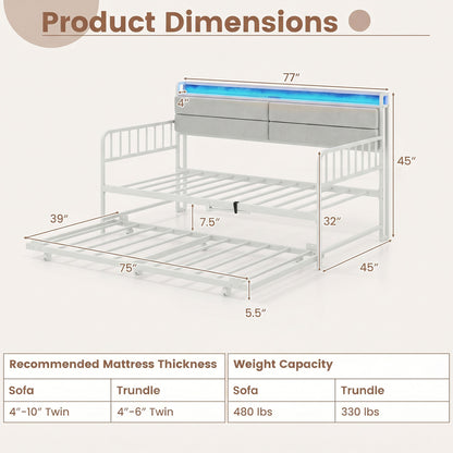 Twin Daybed With Trundle, Metal Frame, Headboard, White Trundle Bed Frame at Gallery Canada