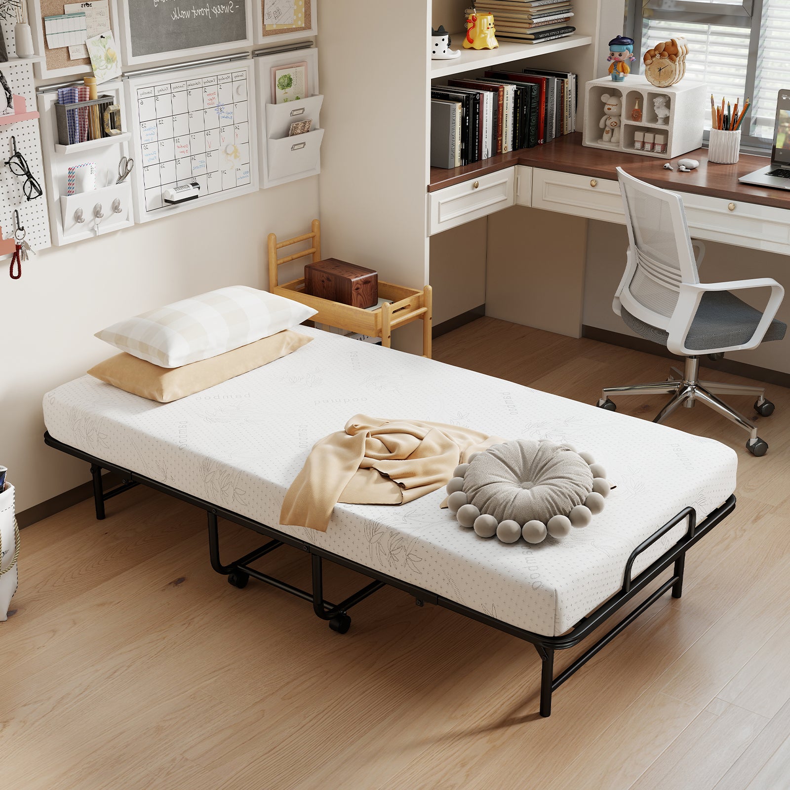 Twin Size Folding Bed with 5-Inch Mattress Rollaway Guest Bed with Memory Foam Mattress Folding Beds at Gallery Canada