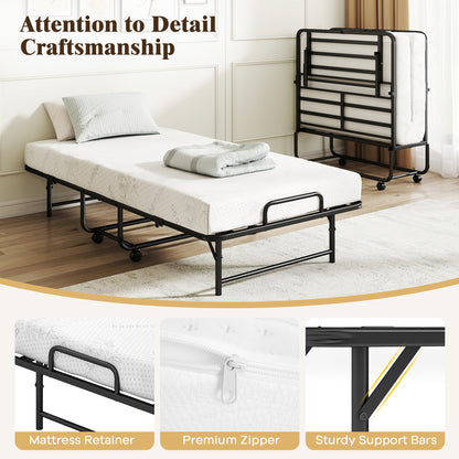 Twin Size Folding Bed with 5-Inch Mattress Rollaway Guest Bed with Memory Foam Mattress Folding Beds at Gallery Canada