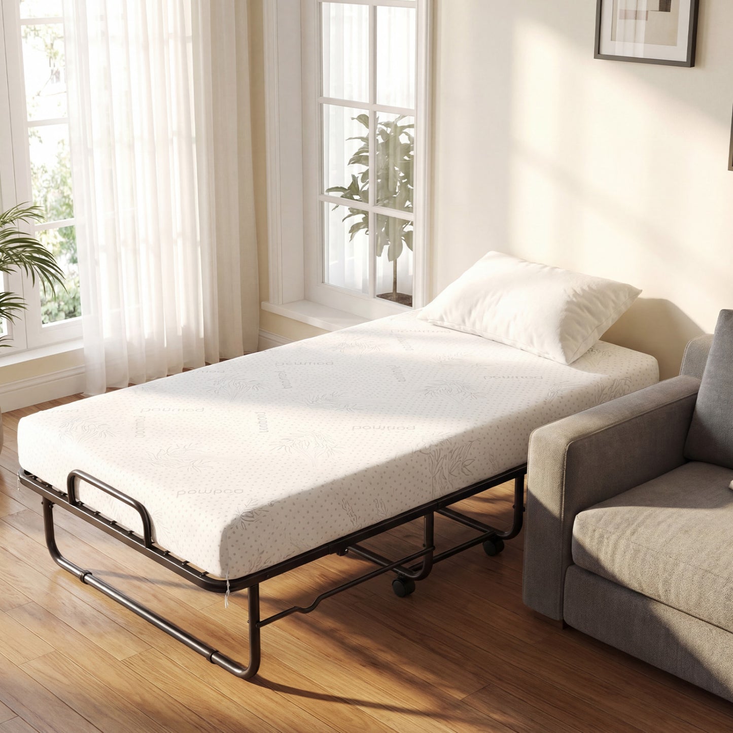 Twin Size Folding Bed, 5-Inch Mattress, Metal Frame Folding Beds at Gallery Canada