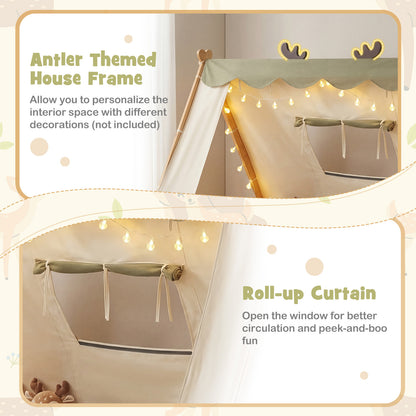 Twin Size Wood Bed With Tent, Natural Simple Bed Frame at Gallery Canada