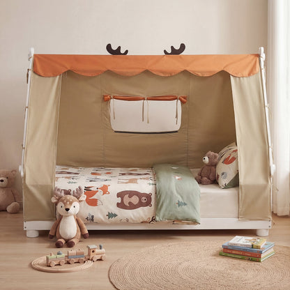 Twin Size Wood Floor Bed With Tent, White Simple Bed Frame at Gallery Canada
