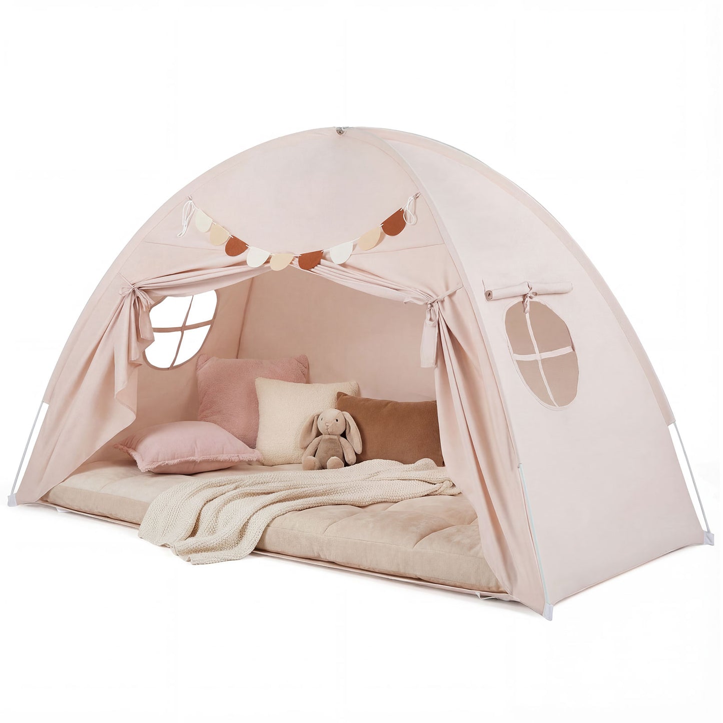 Twin Size Indoor Canopy Tent for Kids with 2 Window and Suits 3+, Beige Play Tents & Playhouse at Gallery Canada