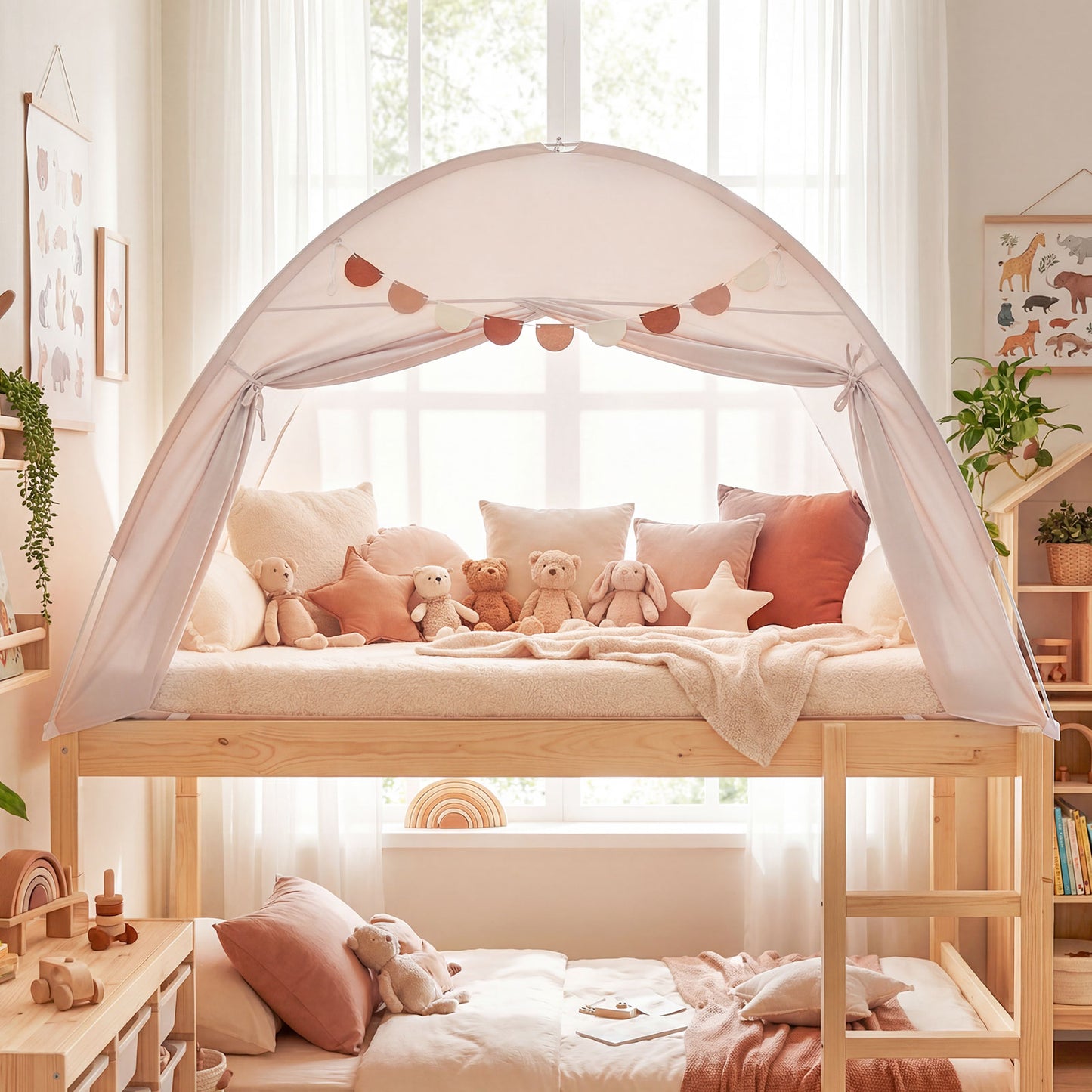 Twin Size Indoor Canopy Tent for Kids with 2 Window and Suits 3+, Beige Play Tents & Playhouse at Gallery Canada