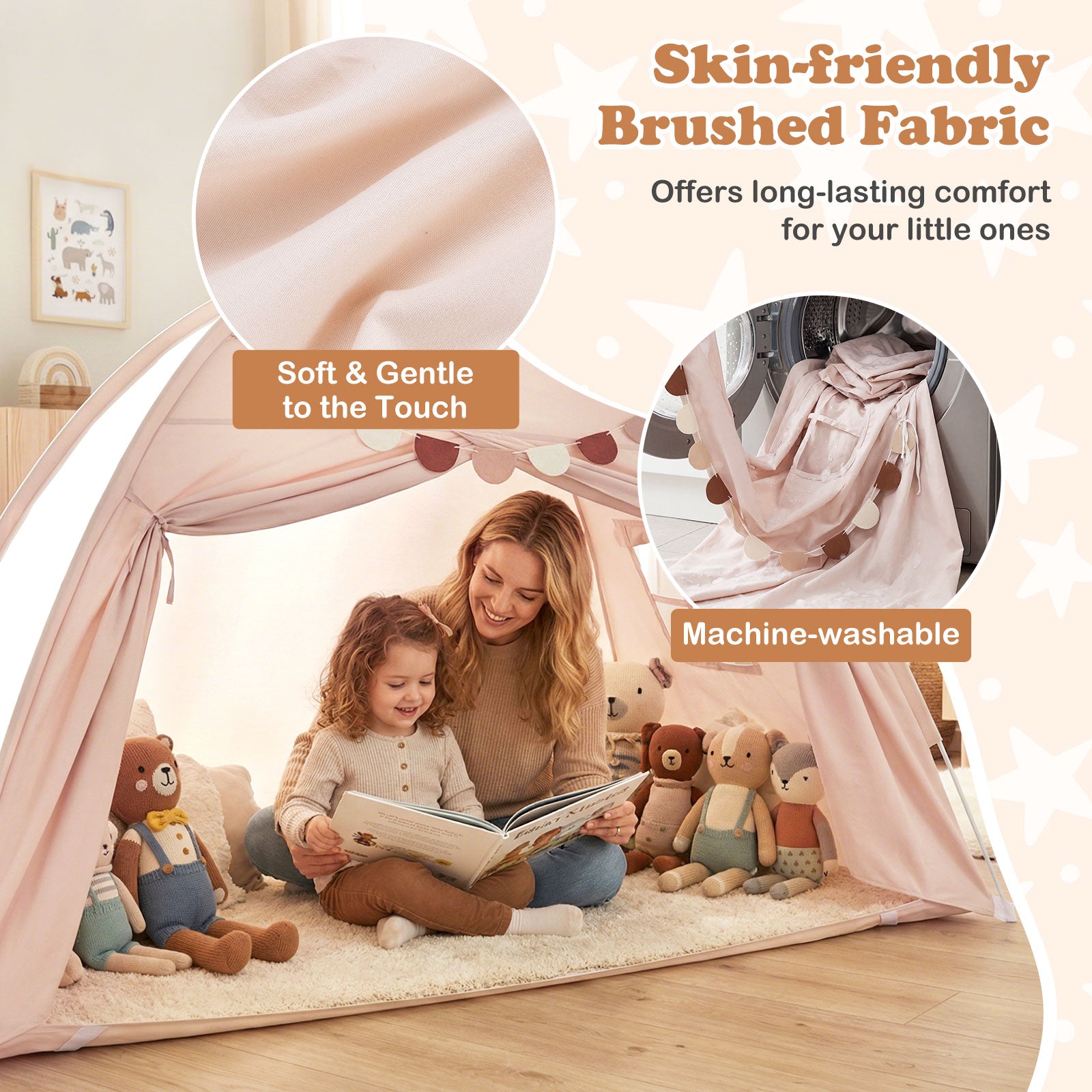 Twin Size Indoor Canopy Tent for Kids with 2 Window and Suits 3+, Beige Play Tents & Playhouse at Gallery Canada