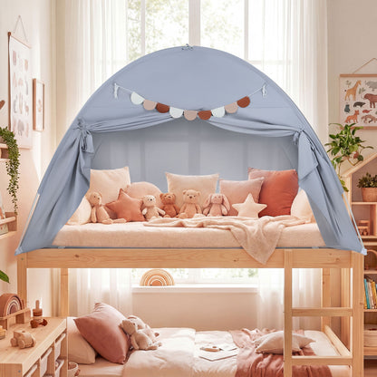 Twin Size Indoor Canopy Tent for Kids with 2 Window and Suits 3+-Grey, Gray Play Tents & Playhouse at Gallery Canada