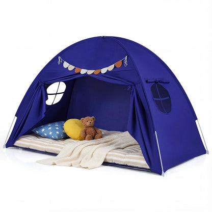 Twin Size Indoor Canopy Tent for Kids with 2 Window and Suits 3+, Navy Play Tents & Playhouse at Gallery Canada
