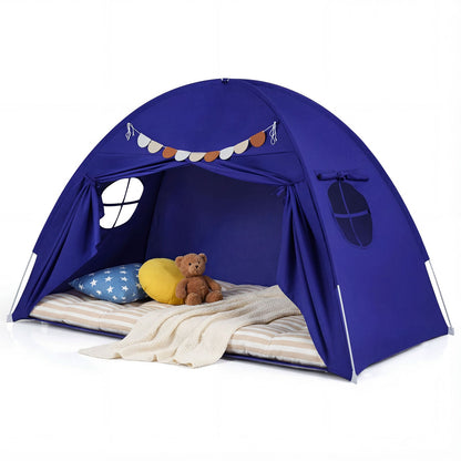Twin Size Indoor Canopy Tent for Kids with 2 Window and Suits 3+, Navy Play Tents & Playhouse Navy at Gallery Canada