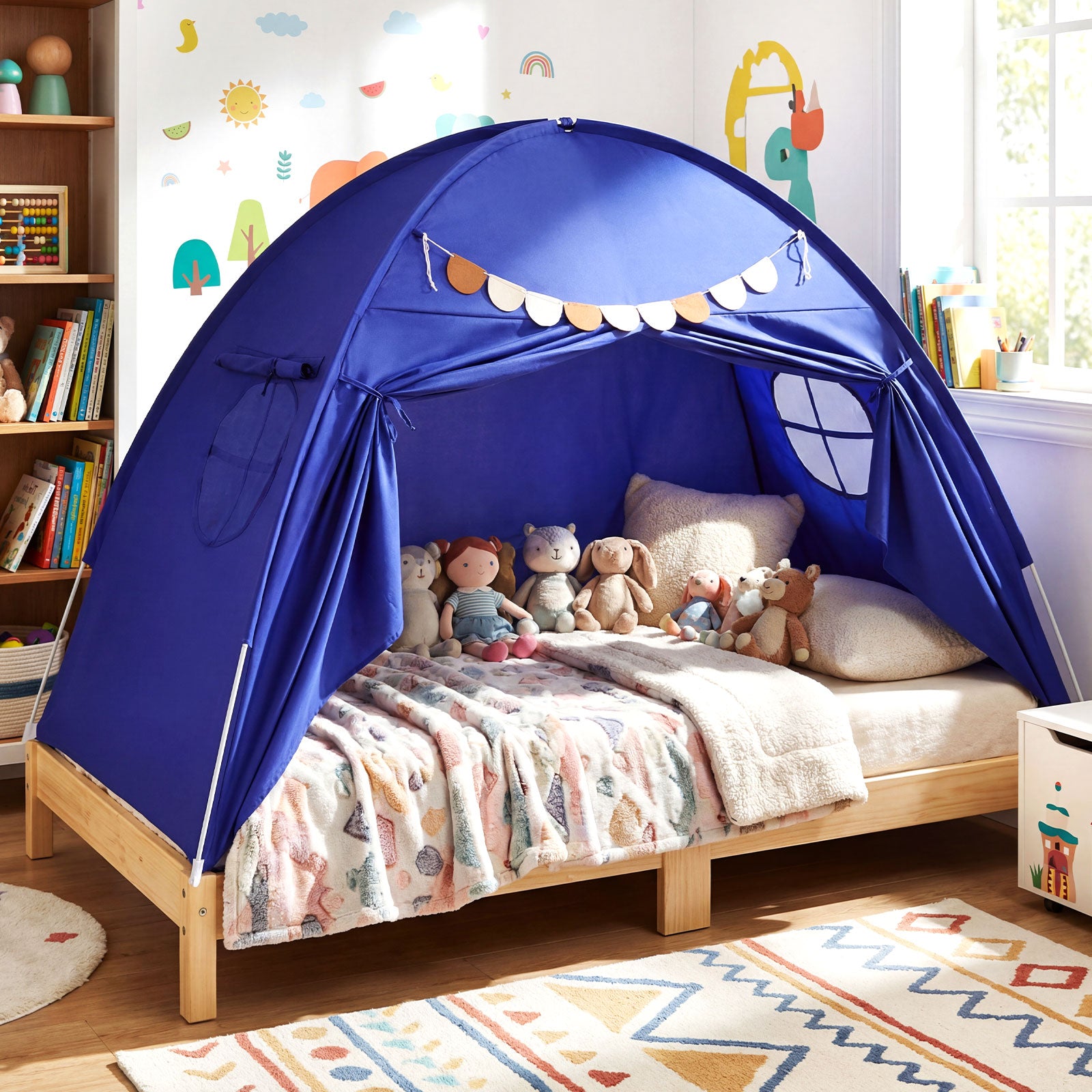 Twin Size Indoor Canopy Tent for Kids with 2 Window and Suits 3+, Navy Play Tents & Playhouse at Gallery Canada