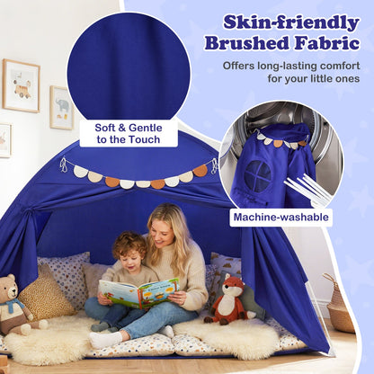 Twin Size Indoor Canopy Tent for Kids with 2 Window and Suits 3+, Navy Play Tents & Playhouse at Gallery Canada