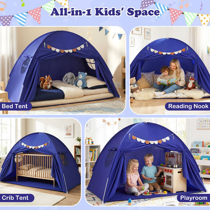 Twin Size Indoor Canopy Tent for Kids with 2 Window and Suits 3+, Navy Play Tents & Playhouse at Gallery Canada