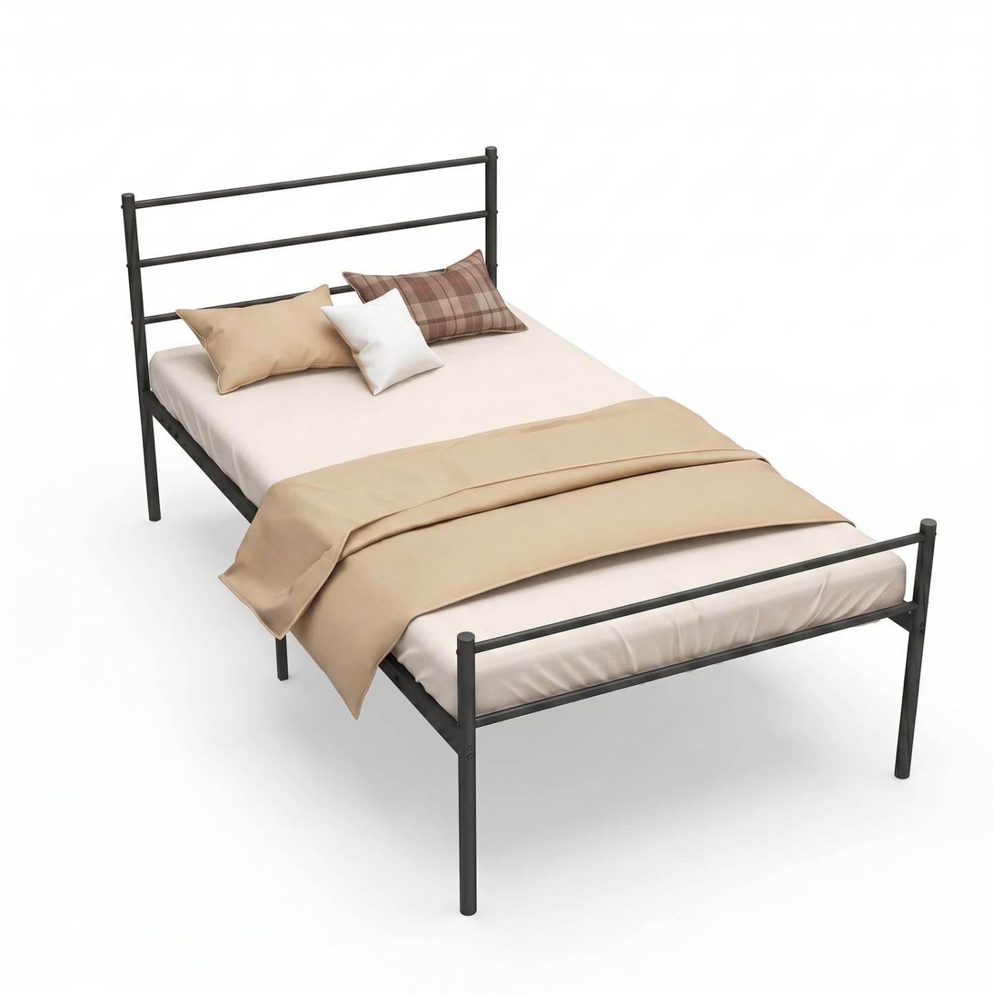 Twin Size Metal Bed Frame With Headboard, Black Simple Bed Frame at Gallery Canada