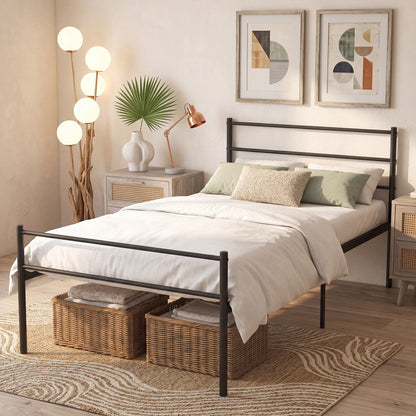 Twin Size Metal Bed Frame With Headboard, Black Simple Bed Frame at Gallery Canada