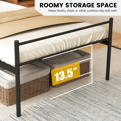 Twin Size Metal Bed Frame With Headboard, Black Simple Bed Frame at Gallery Canada