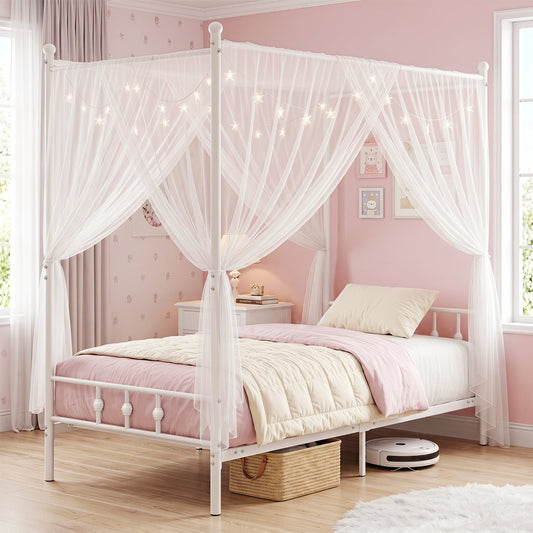 Twin Metal Canopy Bed Frame, White Beds & Bed Frames White at Gallery Canada