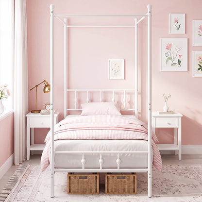 Twin Metal Canopy Bed Frame, White Beds & Bed Frames at Gallery Canada