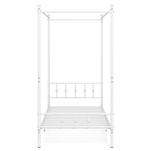 Twin Metal Canopy Bed Frame, White