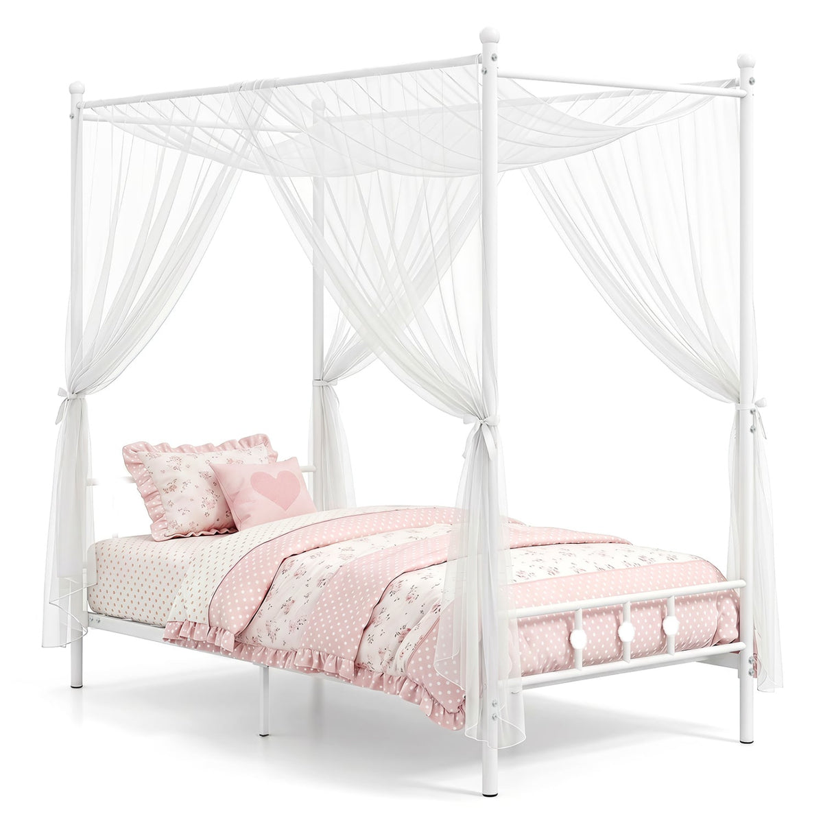 Twin Metal Canopy Bed Frame, White Beds & Bed Frames at Gallery Canada