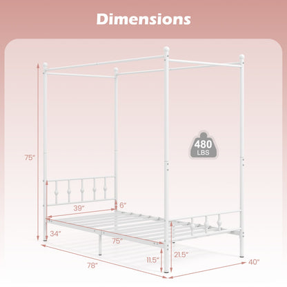 Twin Metal Canopy Bed Frame, White Beds & Bed Frames at Gallery Canada