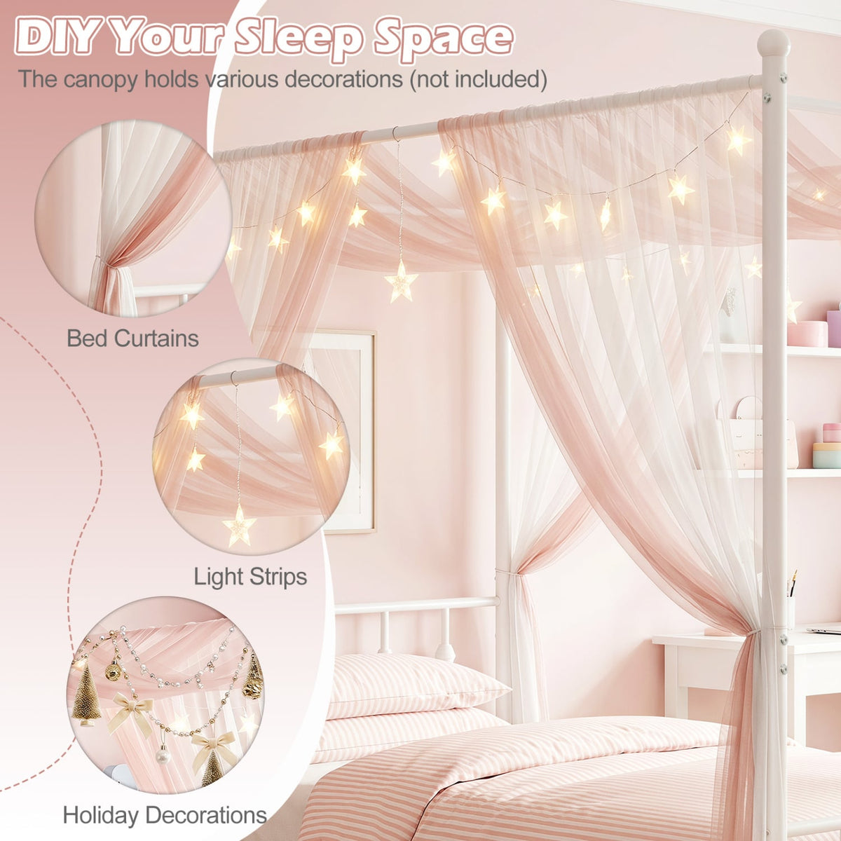 Twin Metal Canopy Bed Frame, White Beds & Bed Frames at Gallery Canada