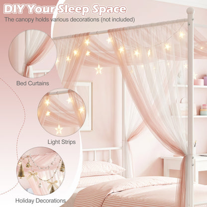 Twin Metal Canopy Bed Frame, White Beds & Bed Frames at Gallery Canada