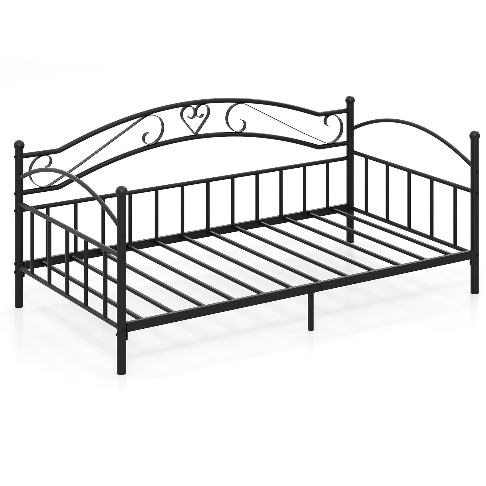 Twin Size Metal Daybed Frame with Headboard for Bedroom, Black Trundle Bed Frame Black at Gallery Canada
