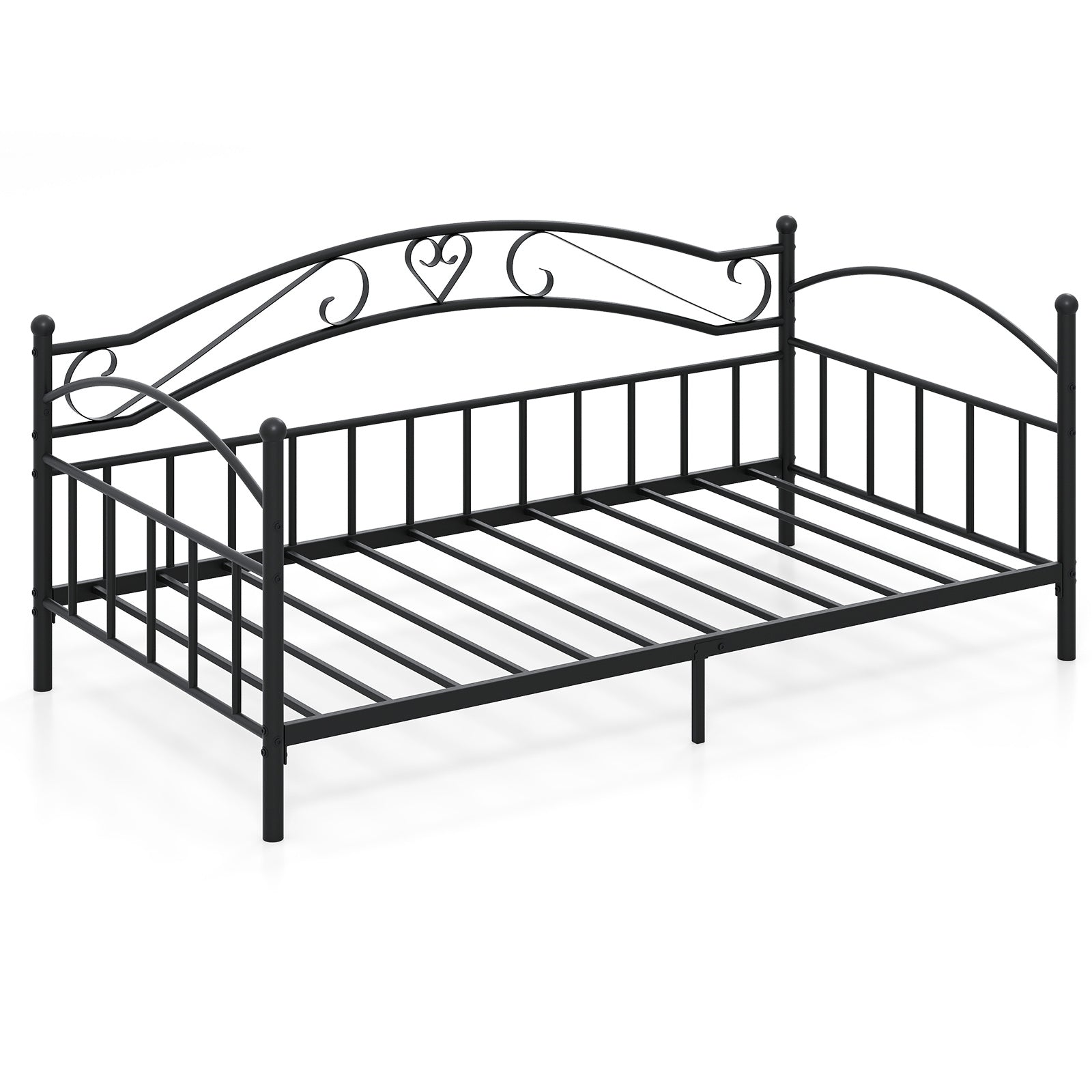 Twin Size Metal Daybed Frame With Headboard, Black Trundle Bed Frame Black at Gallery Canada