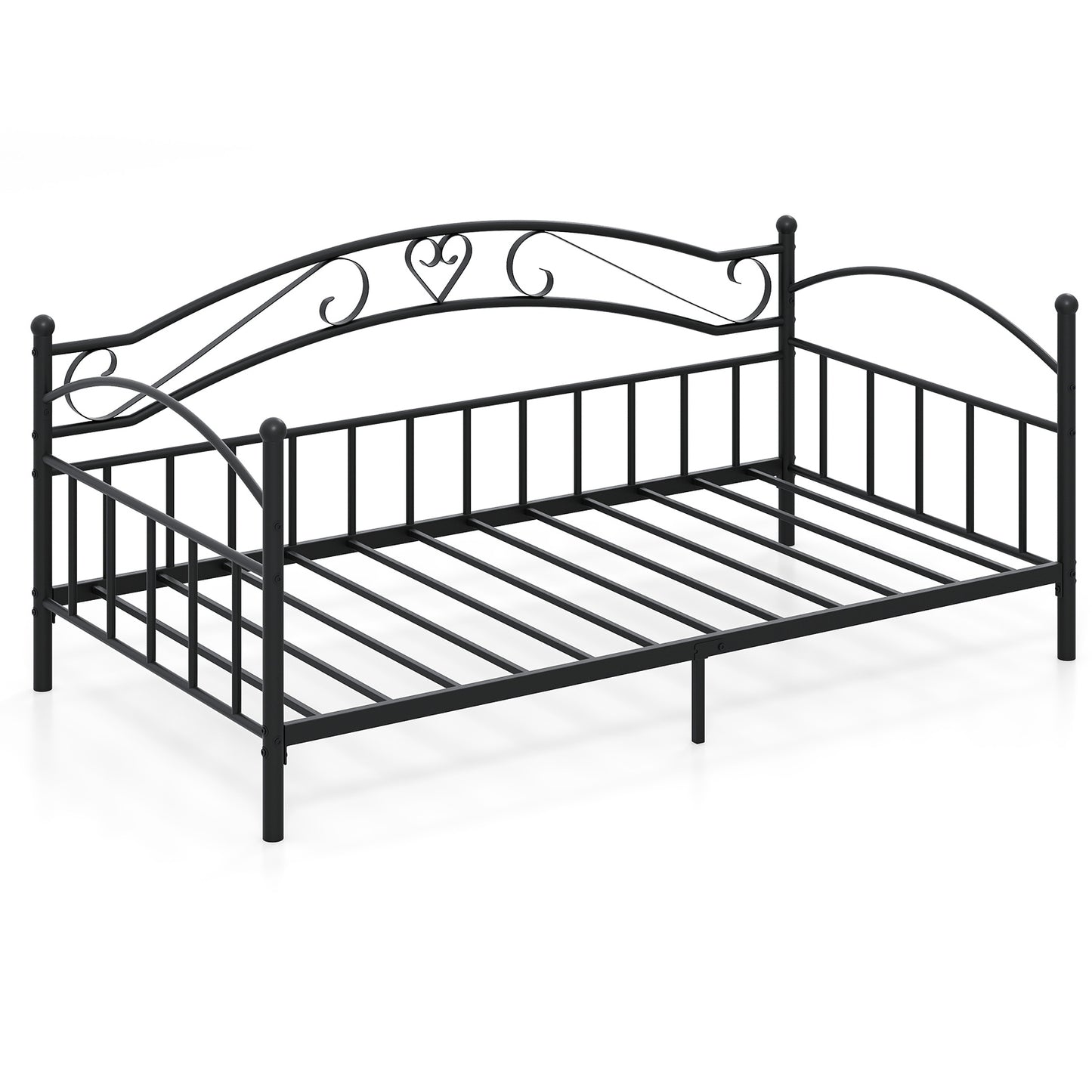 Twin Size Metal Daybed Frame With Headboard, Black Trundle Bed Frame Black at Gallery Canada