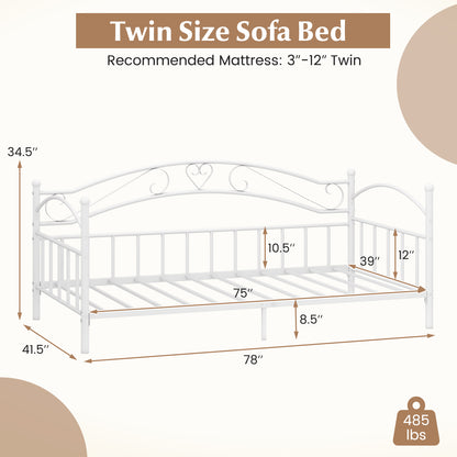 Twin Size Metal Daybed Frame with Headboard for Bedroom, White Trundle Bed Frame at Gallery Canada