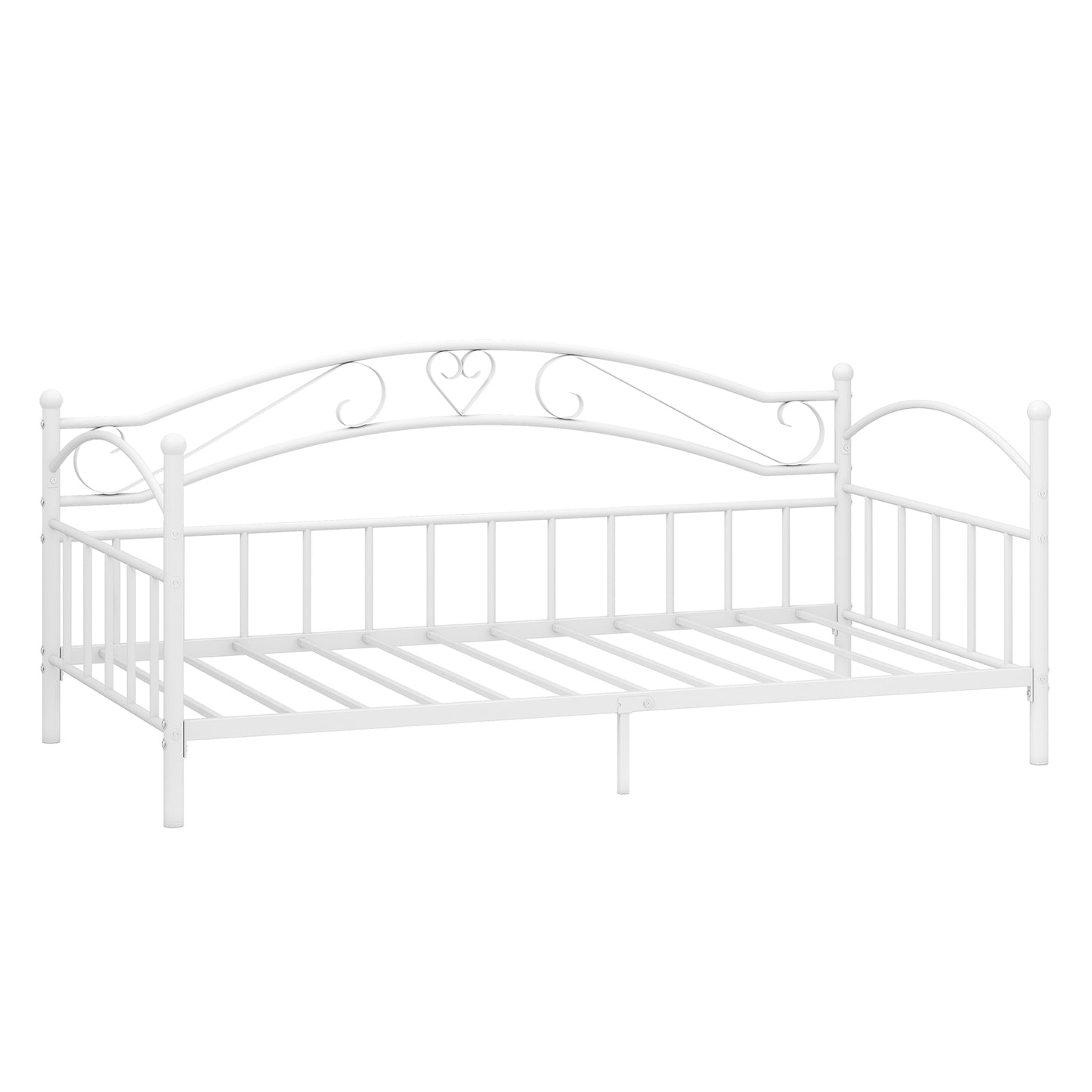 Twin Size Metal Daybed Frame with Headboard for Bedroom, White Trundle Bed Frame at Gallery Canada