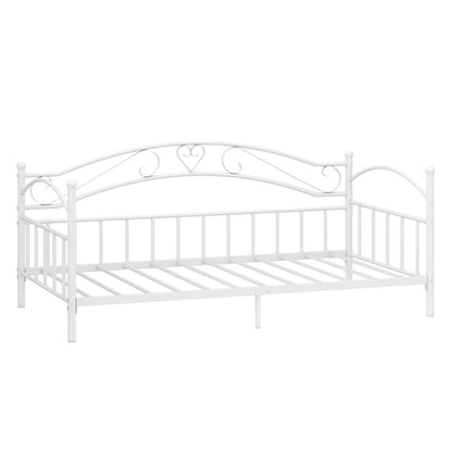 Twin Size Metal Daybed Frame with Headboard for Bedroom, White Trundle Bed Frame at Gallery Canada