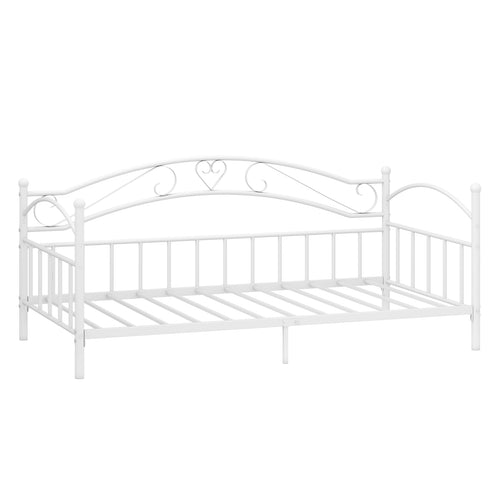 Twin Size Metal Daybed Frame with Headboard for Bedroom, White