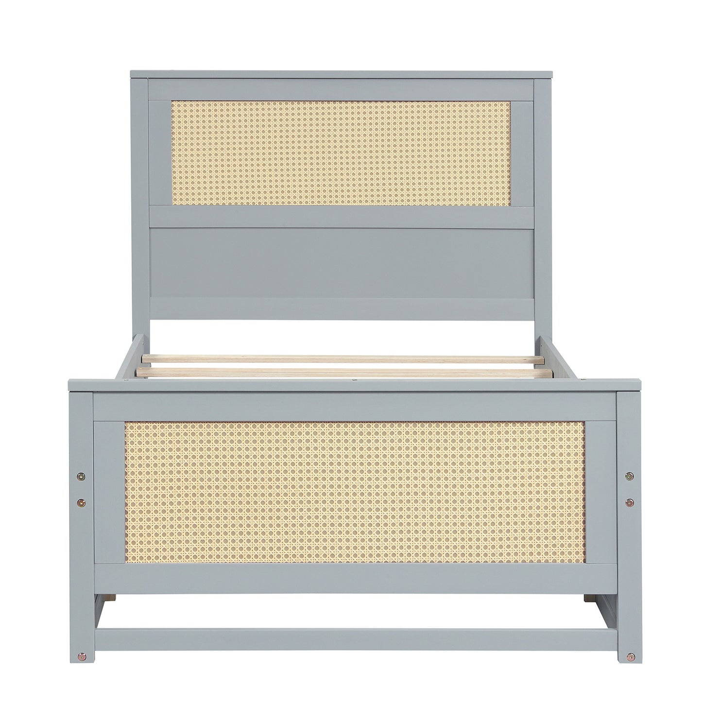 Twin Size Rattan Bed Frame with Storage Drawers, Gray Trundle Bed Frame Gray at Gallery Canada