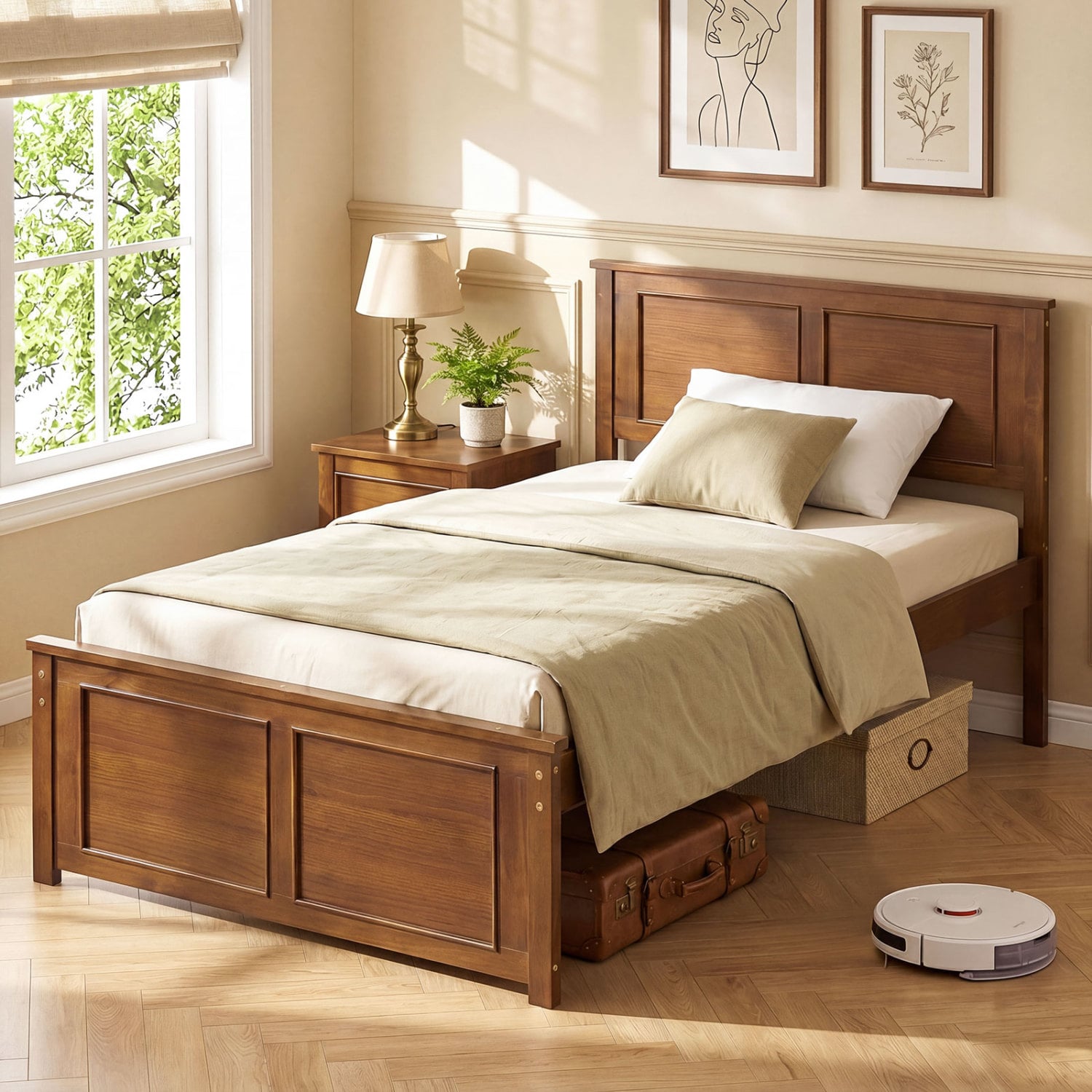 Twin Wood Platform Bed Frame With Headboard Simple Bed Frame at Gallery Canada