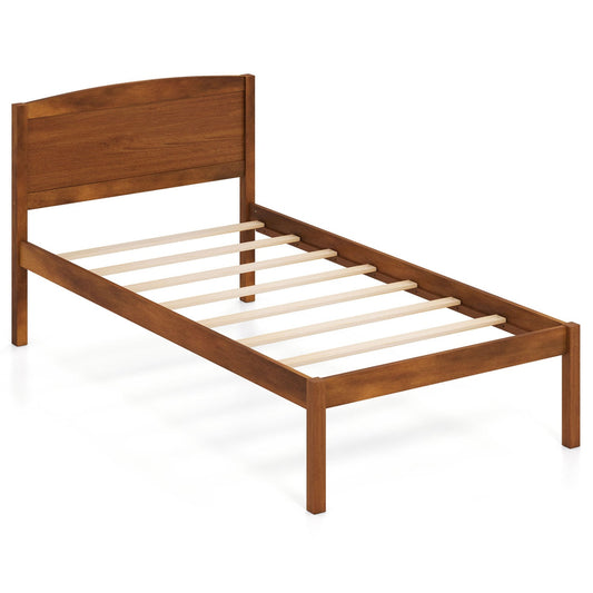 Twin Size Wooden Platform Bed Frame, Walnut Beds & Bed Frames Walnut at Gallery Canada