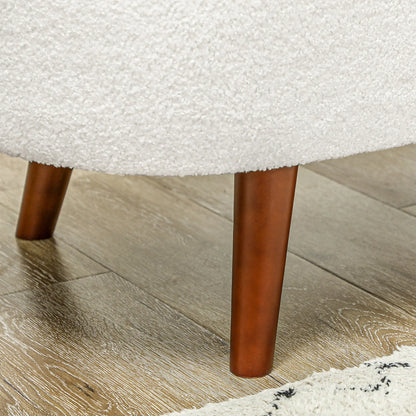Boucle Storage Bench, Tufted Teddy Fleece, Wood Legs, White Storage Ottomans & Benches at Gallery Canada