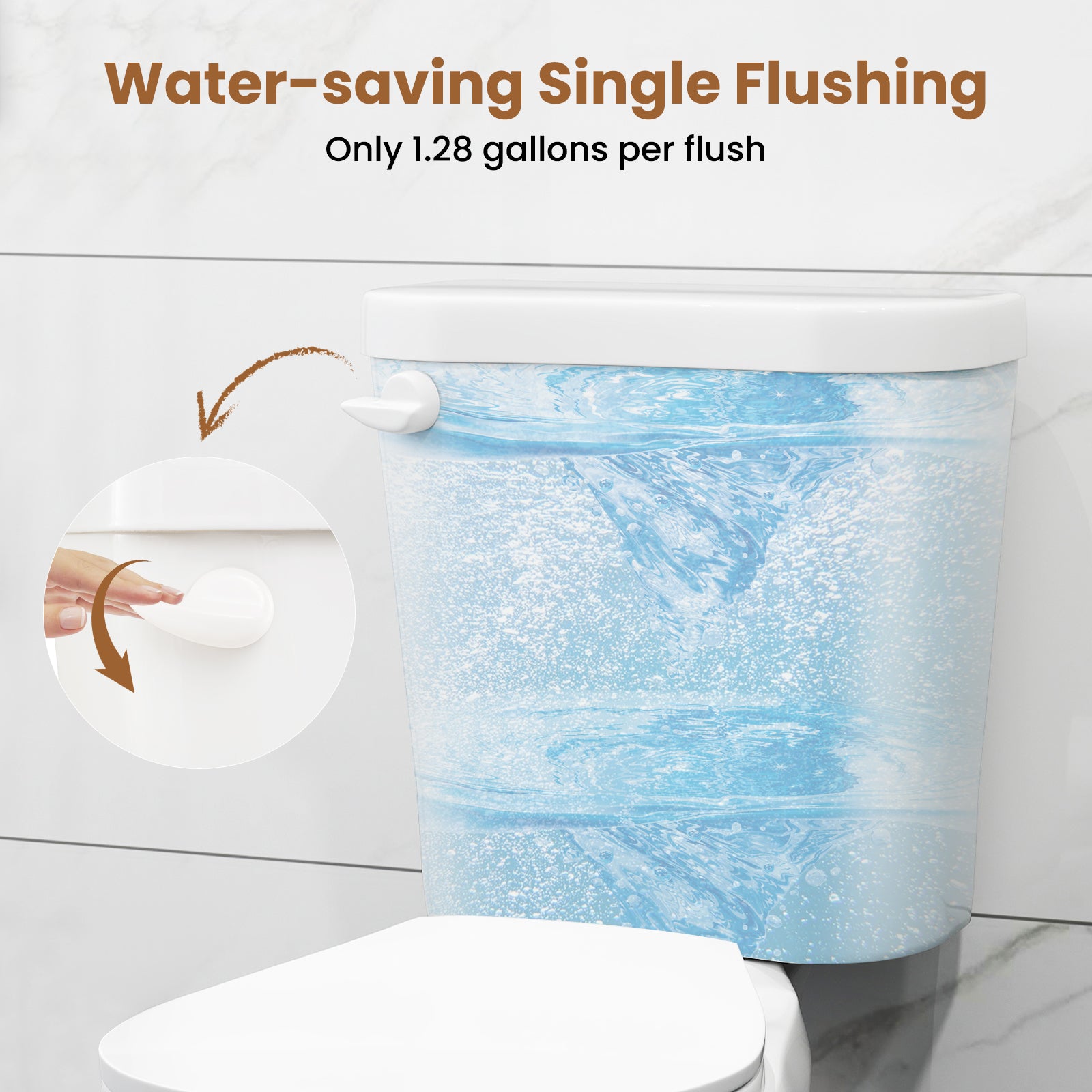 Two-Piece Round Toilet with 17.5 inch ADA Comfort Chair Height Seat, White Toilet at Gallery Canada