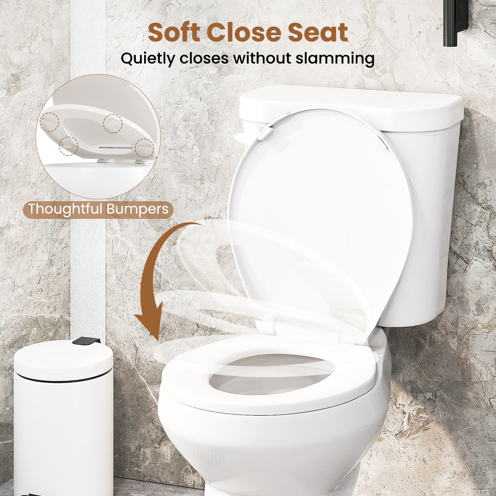 Two-Piece Round Toilet with 17.5 inch ADA Comfort Chair Height Seat, White Toilet at Gallery Canada
