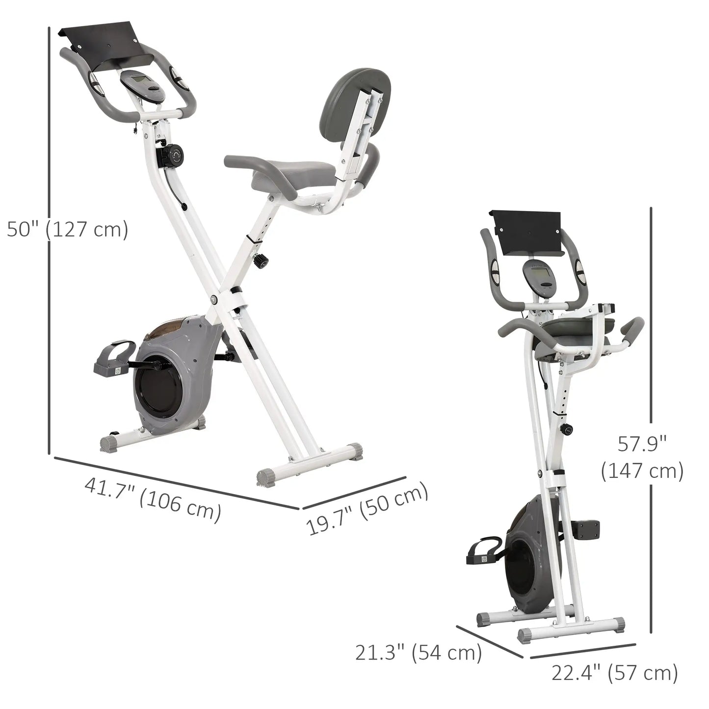 Folding Exercise Bike, 8-Level Magnetic Resistance, LCD Monitor, Grey Exercise & Stationary Bikes at Gallery Canada