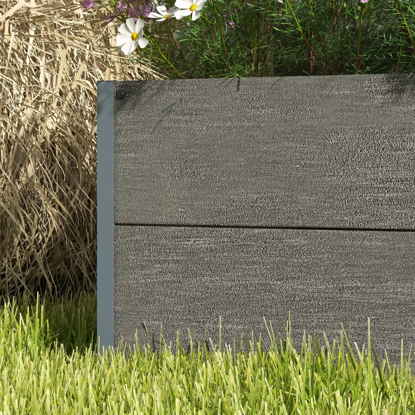 Raised Garden Bed With Trellis, Elevated Planter Box, 28" x 15" x 59", Dark Grey