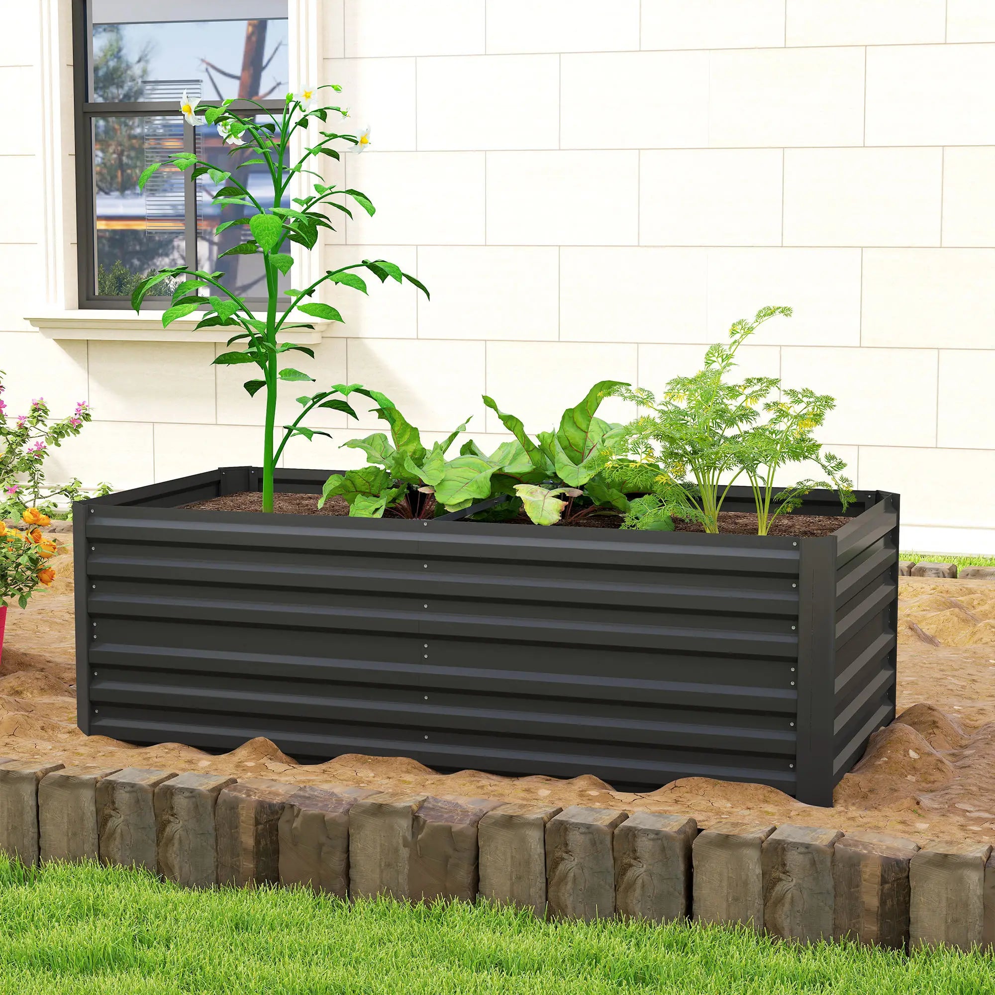 Galvanized Raised Garden Bed, Steel Outdoor Planter, 71