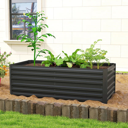 Galvanized Raised Garden Bed, Steel Outdoor Planter, 71" x 35" x 23", Black Raised Garden Beds at Gallery Canada