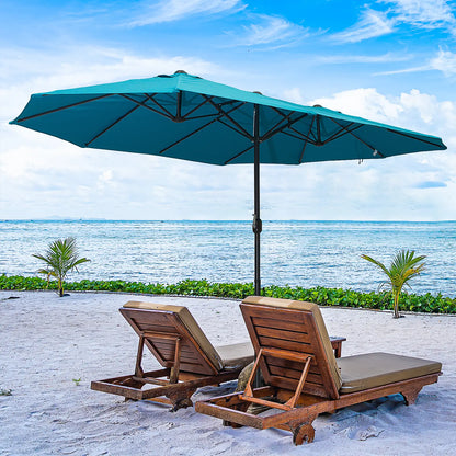 15ft Double-Sided Patio Umbrella, Twin Canopy, Crank, Sky Blue Sun Umbrellas at Gallery Canada