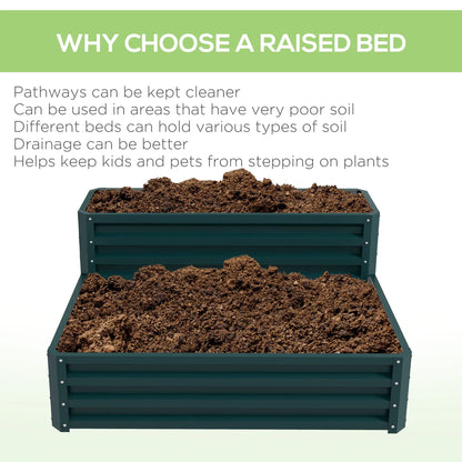 2 Tier Galvanized Raised Garden Bed, Steel Planter Box, 47" x 40" x 23", Green Raised Garden Beds at Gallery Canada