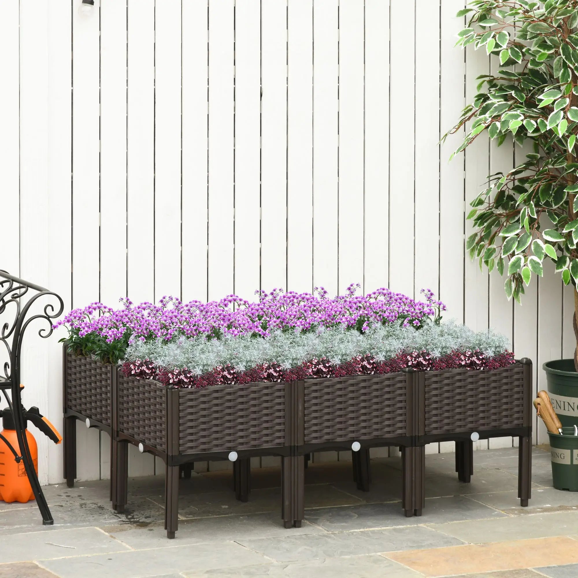 6-Piece Raised Garden Bed, PP Flower Bed, Stackable Vegetable Herb Grow Box Elevated Garden Beds at Gallery Canada