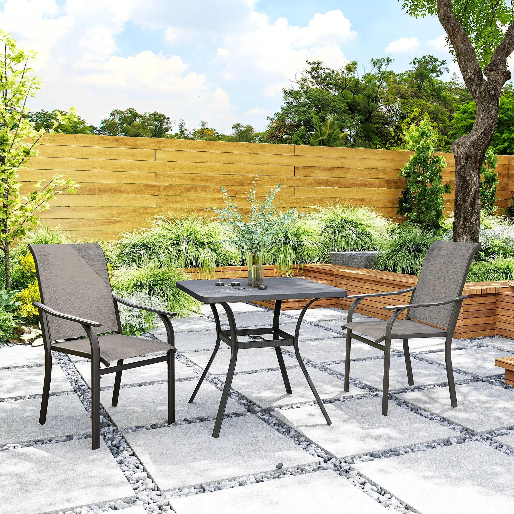 Patio Chairs Set of 2, High Backrest, for Backyard, Garden, Brown Bistro Sets at Gallery Canada