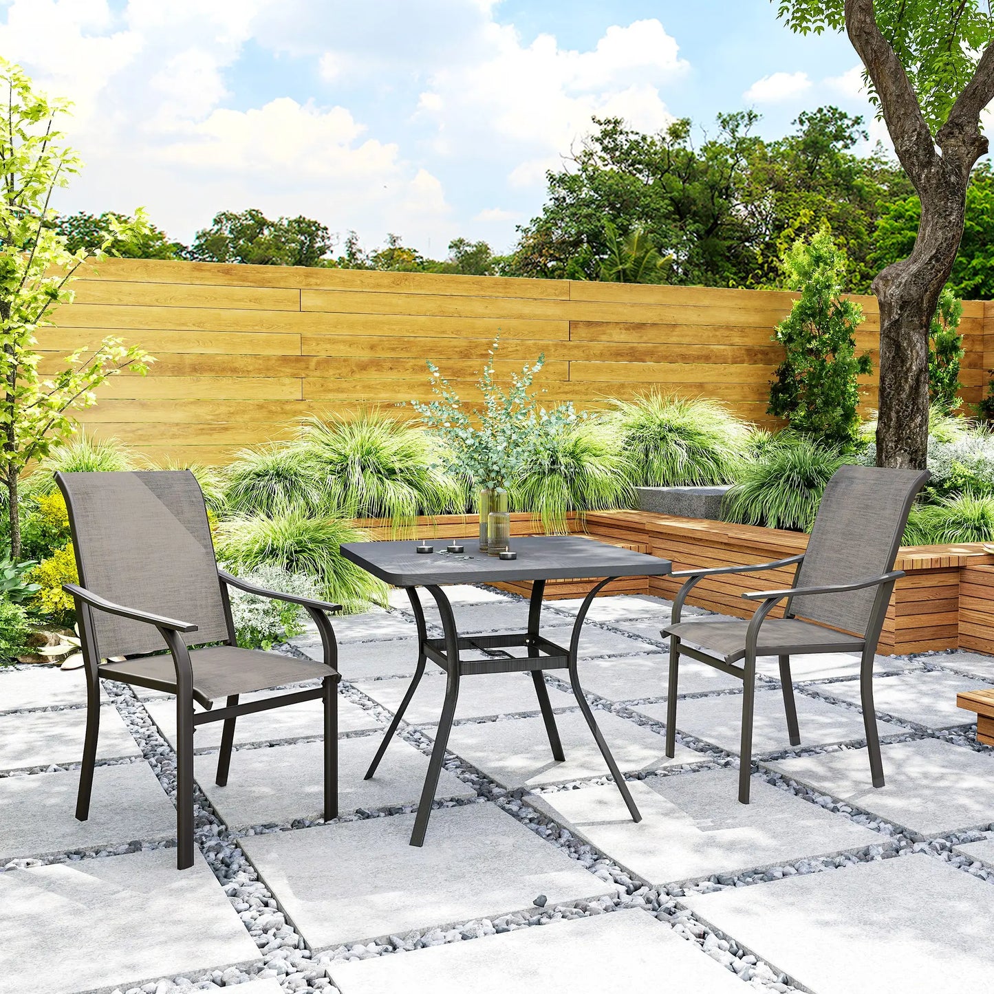 Patio Chairs Set of 2, High Backrest, for Backyard, Garden, Brown Bistro Sets at Gallery Canada