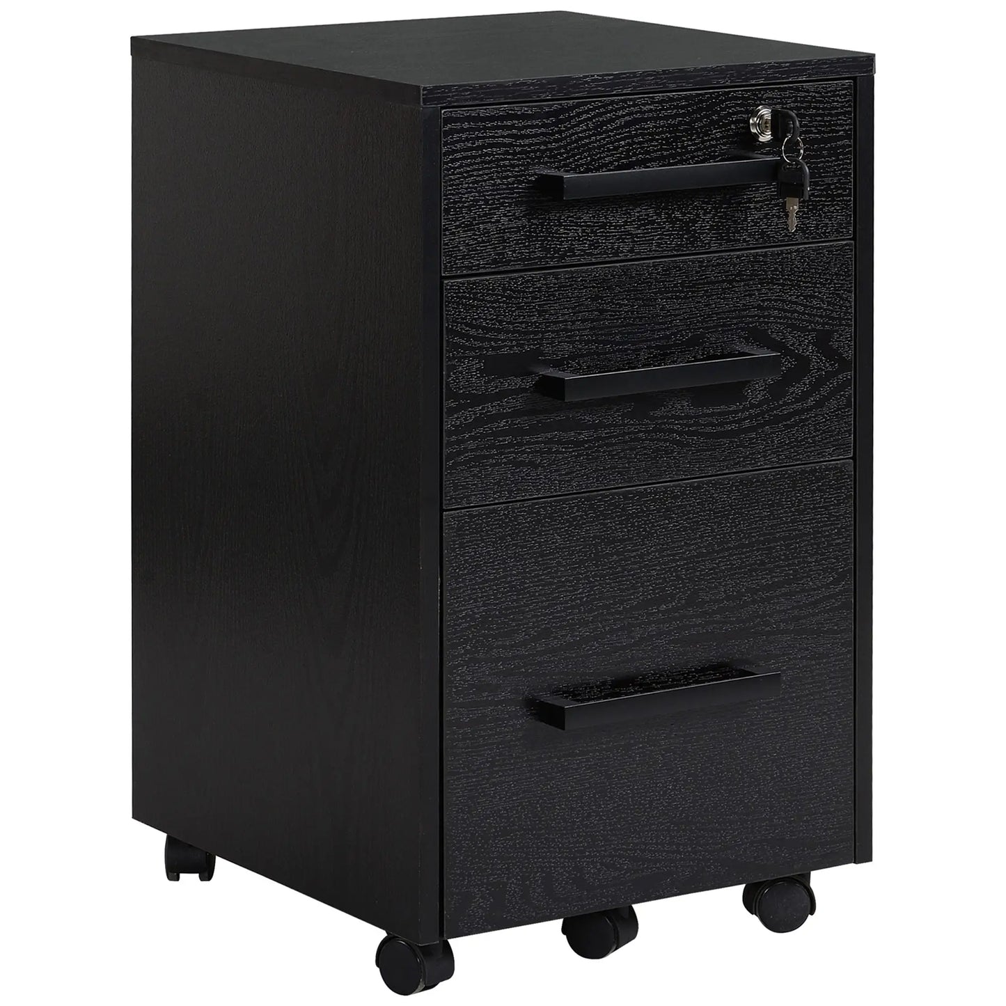 Lockable 3 Drawer Vertical File Cabinet, Hanging Bars, Letter and A4 Size, Black Office Cabinets & Cupboards at Gallery Canada